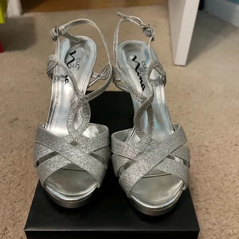 Sparkly gold high heels
